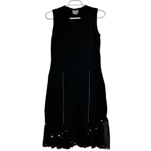 Grey Jason Wu Sheath Dress Black Knit with Ruffle Hem Small